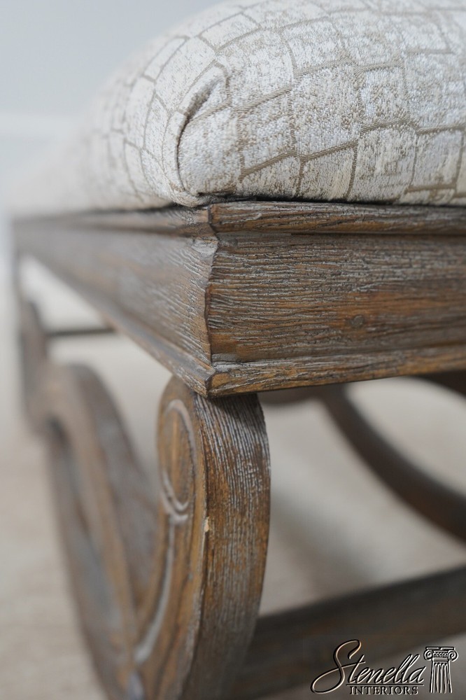 L68198: Rustic Gray Carved Frame Window Bench
