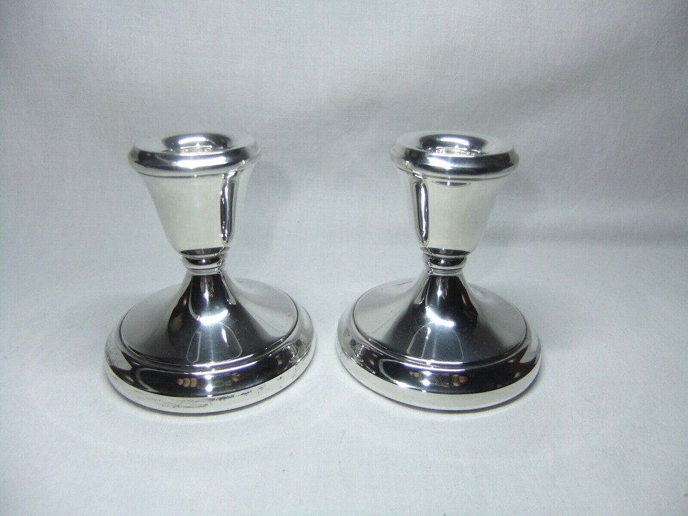Pair Solid Sterling 925 Silver Dwarf Candlesticks Lawrence R Watson B'ham 1981