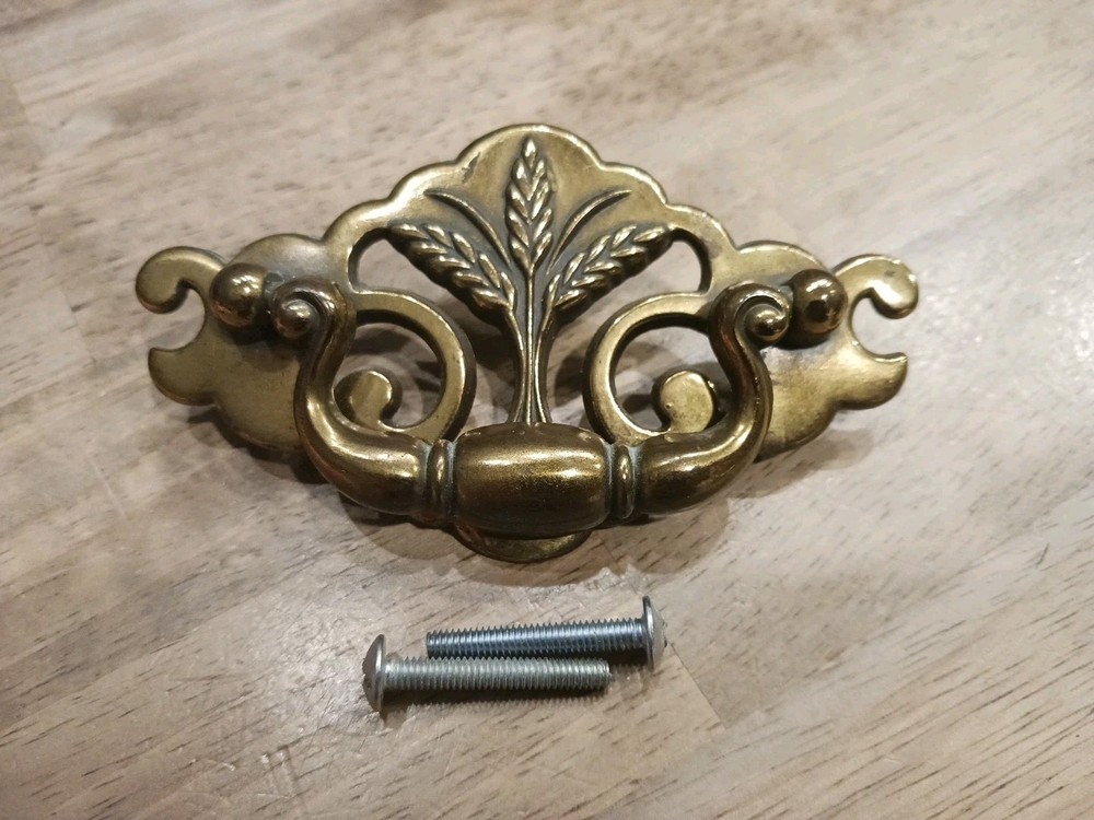 Vintage Chippendale Wheat Drawer Pull Handle  4-3/8” x 2-1/2” - 3” Centers