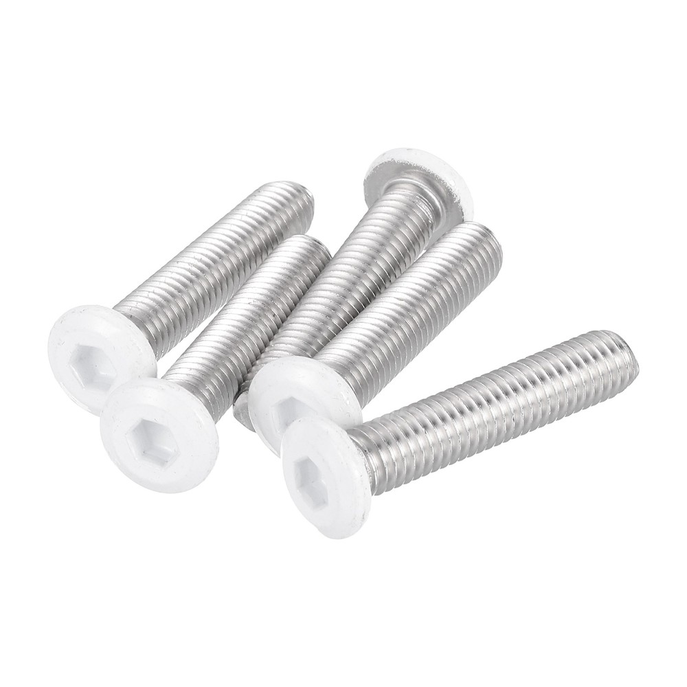 5 Pcs M8-1.25 x 40mm Button Head Hex Socket Head Screws, White