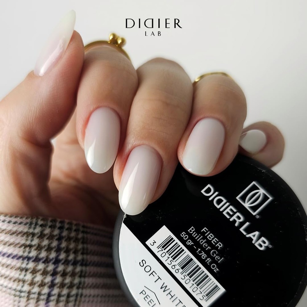 Fiber Builder Soft White – Self-Leveling HEMA-Free Builder for Nails - Ultra-...