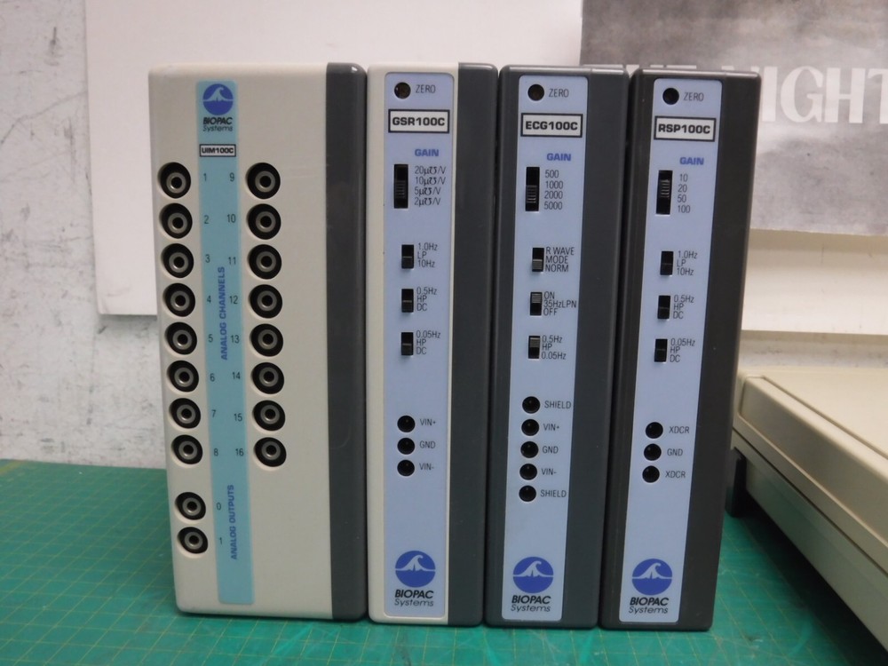 BIOPAC Systems Data Acquisition Modules W/ Cables & Accessories UIM100C + Oth MN