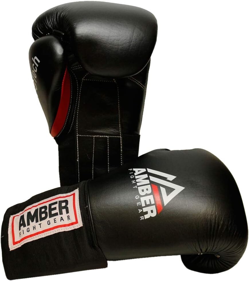 Amber MFG Professional Hook and Loop Leather Training Boxing Gloves
