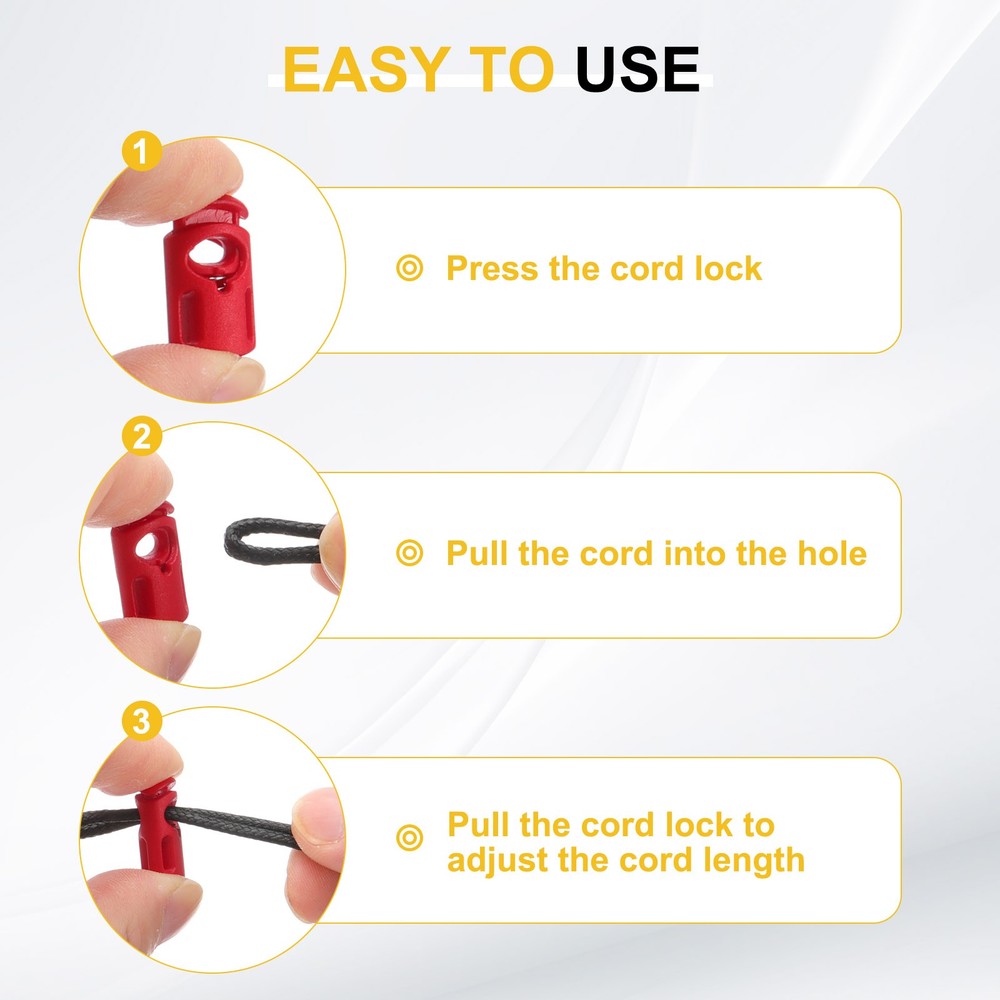 10pcs Spring Cord Locks Plastic Toggle Stopper Cord Stops Fastener, Red