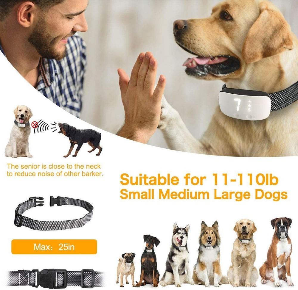 Bark Collar Dog Barking Control Training Collar No Bark Collar with 3 Training M