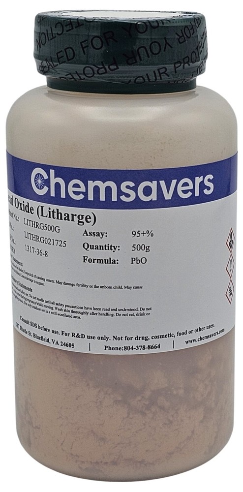 Lead Oxide (Litharge), 95+%, 500g