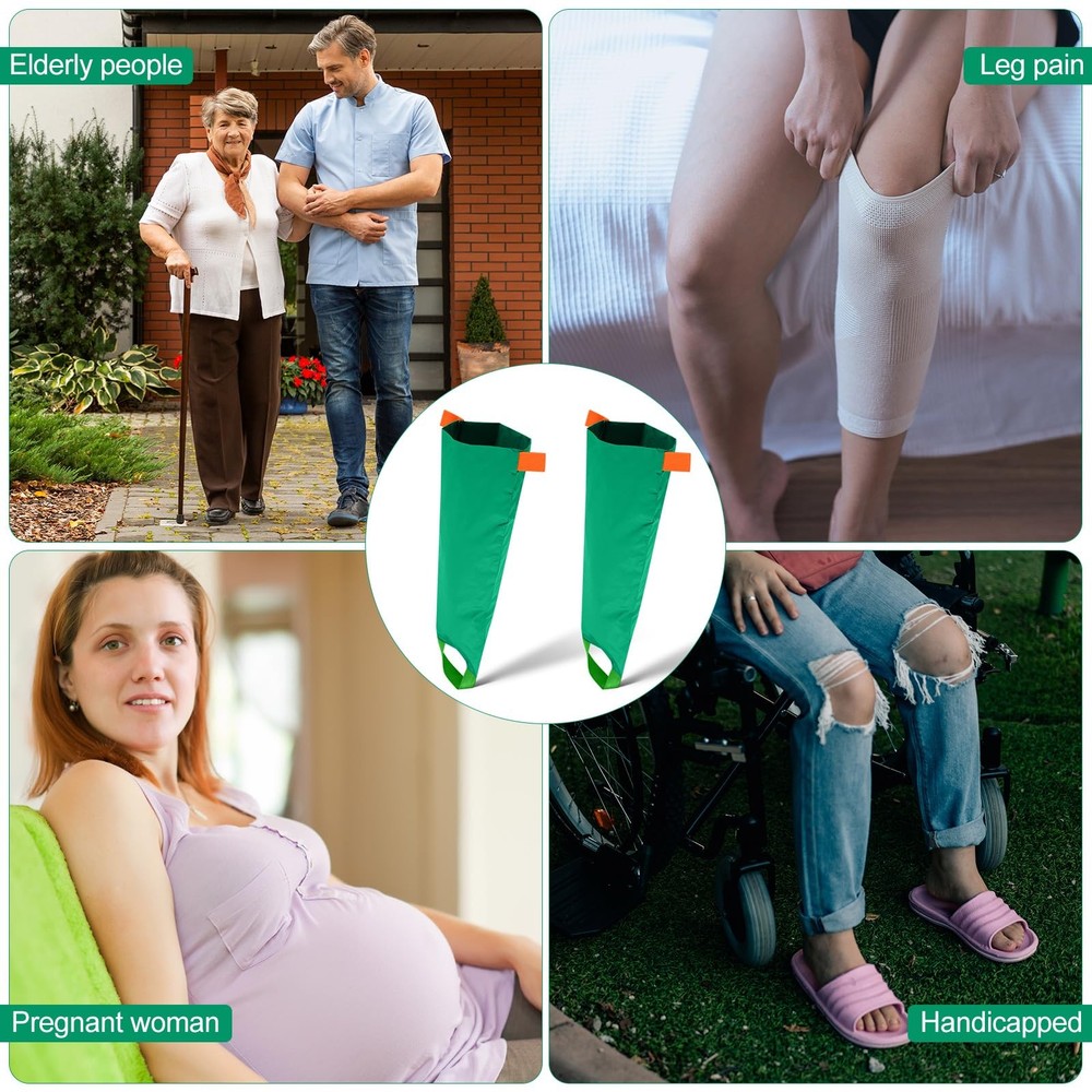 Threlaco 2 Pcs Easy Slide Compression Stocking Aid Sock Open Plus Size, Green
