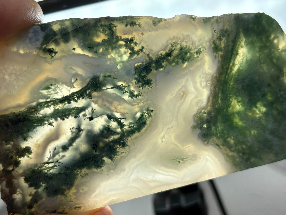 Semi-translucent Moss Agate Slab Cabbing Lapidary Carving Combo Ship Avail