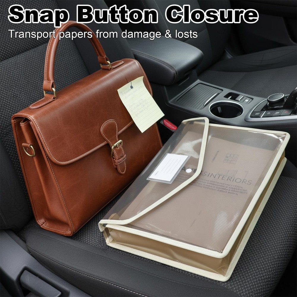 10 Pcs Plastic Expanding File Folders with Snap Closure Transparent Document ...