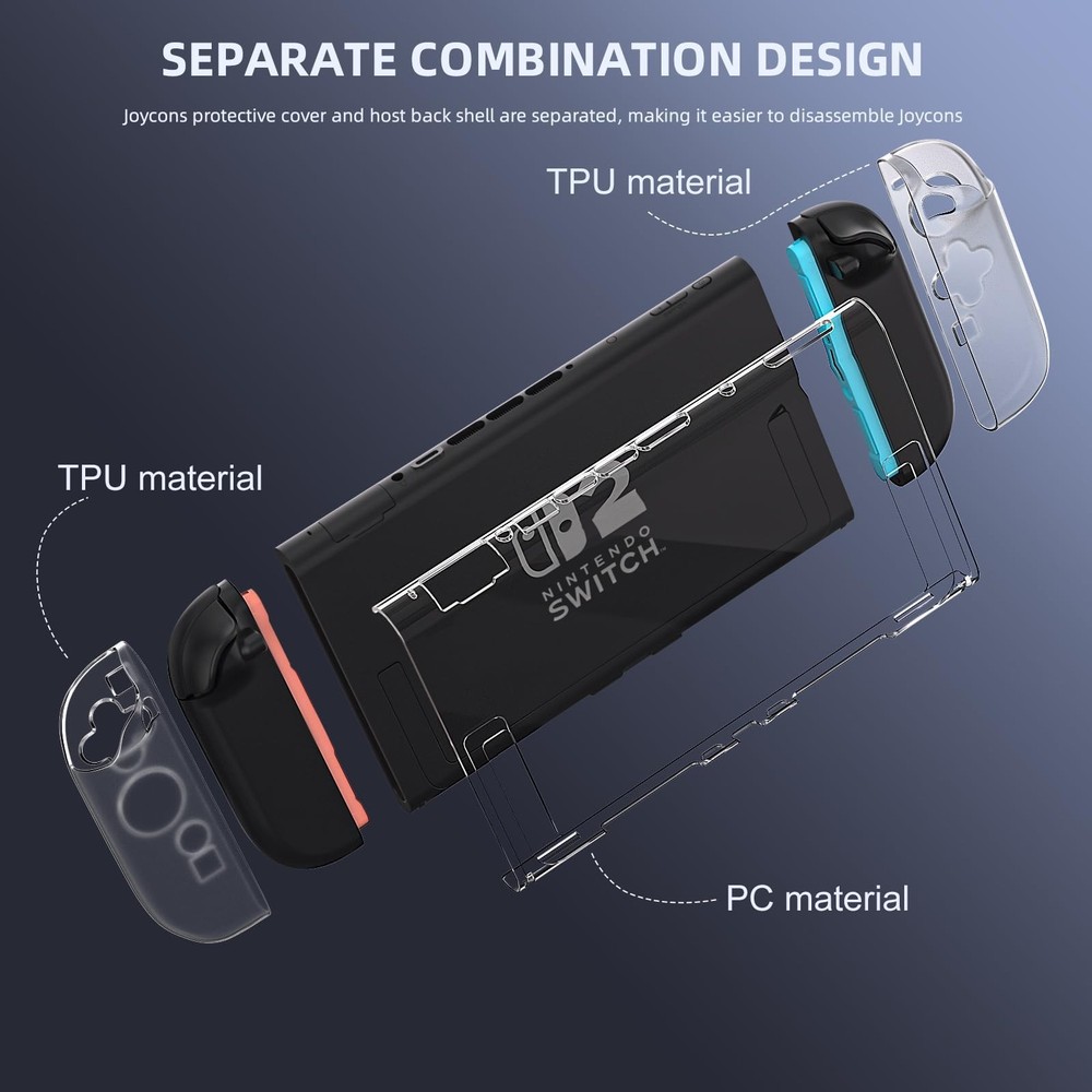 Switch 2 Dockable Case with Screen Protector - Clear 2 7.9inch,