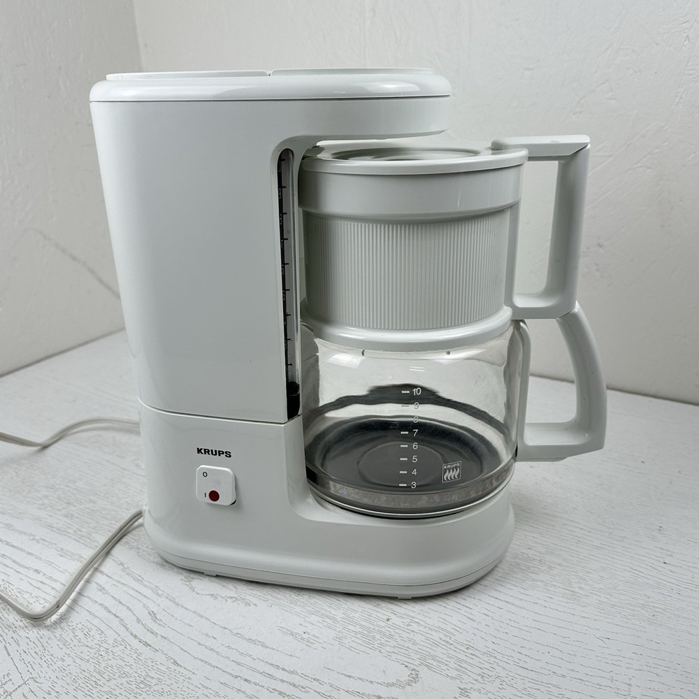 Krups Brewmaster Plus 10 Cup Drip Coffee Maker White Reusable Mesh Filter