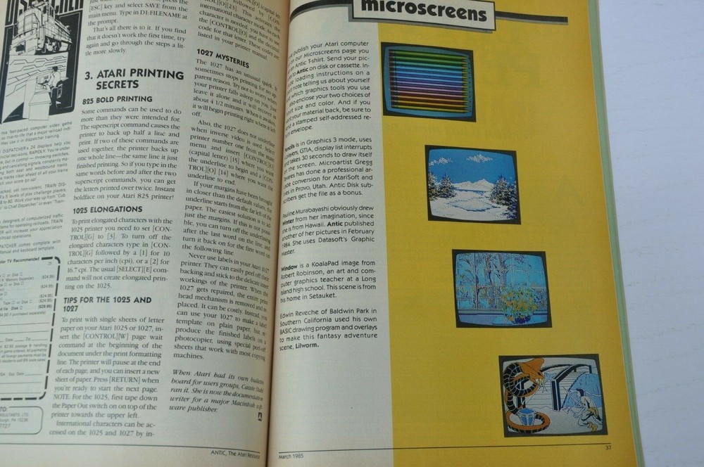 ANTIC Atari Resource Magazine March 1985 Computer Games Arcade Fonts Label Maker