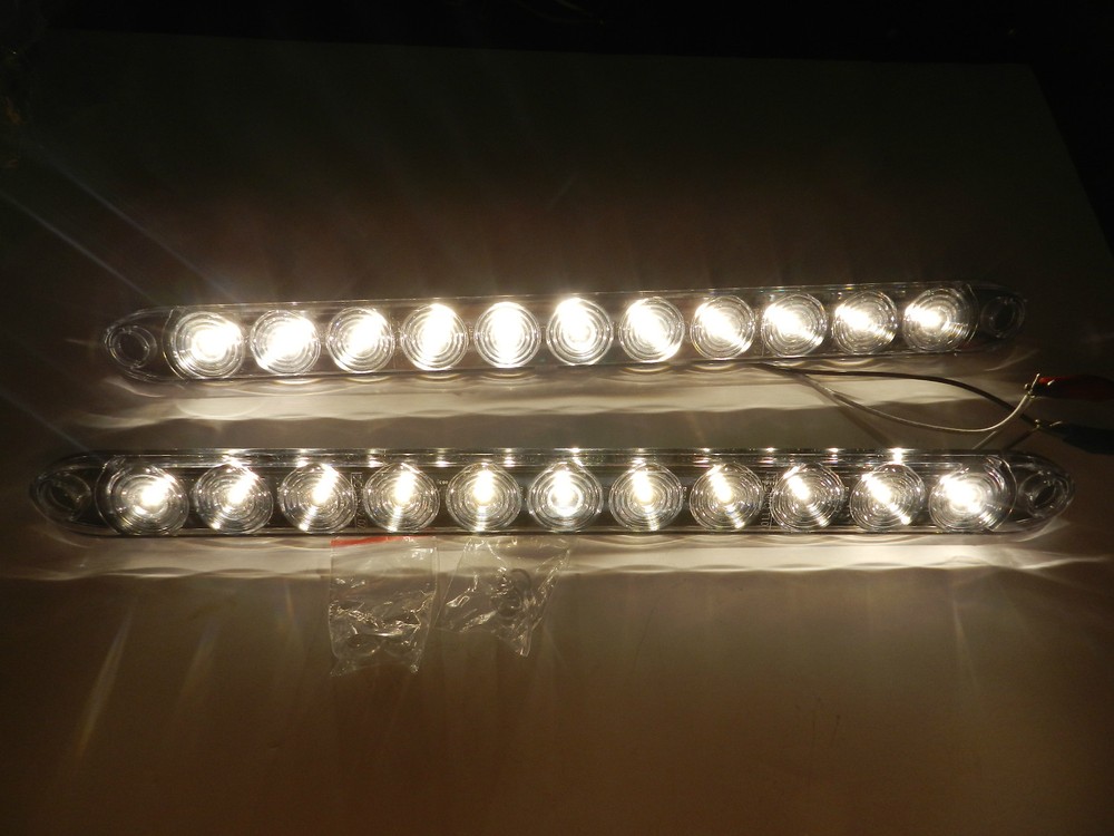 (2) Truck Trailer TecNiq LED Back Up Tail Reverse White Light 15" slimline Bar