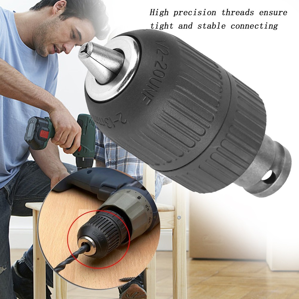 Keyless Drill Chuck Adapter+1/4" Hex Shank Quick Change Drill Bit Adapter Driver