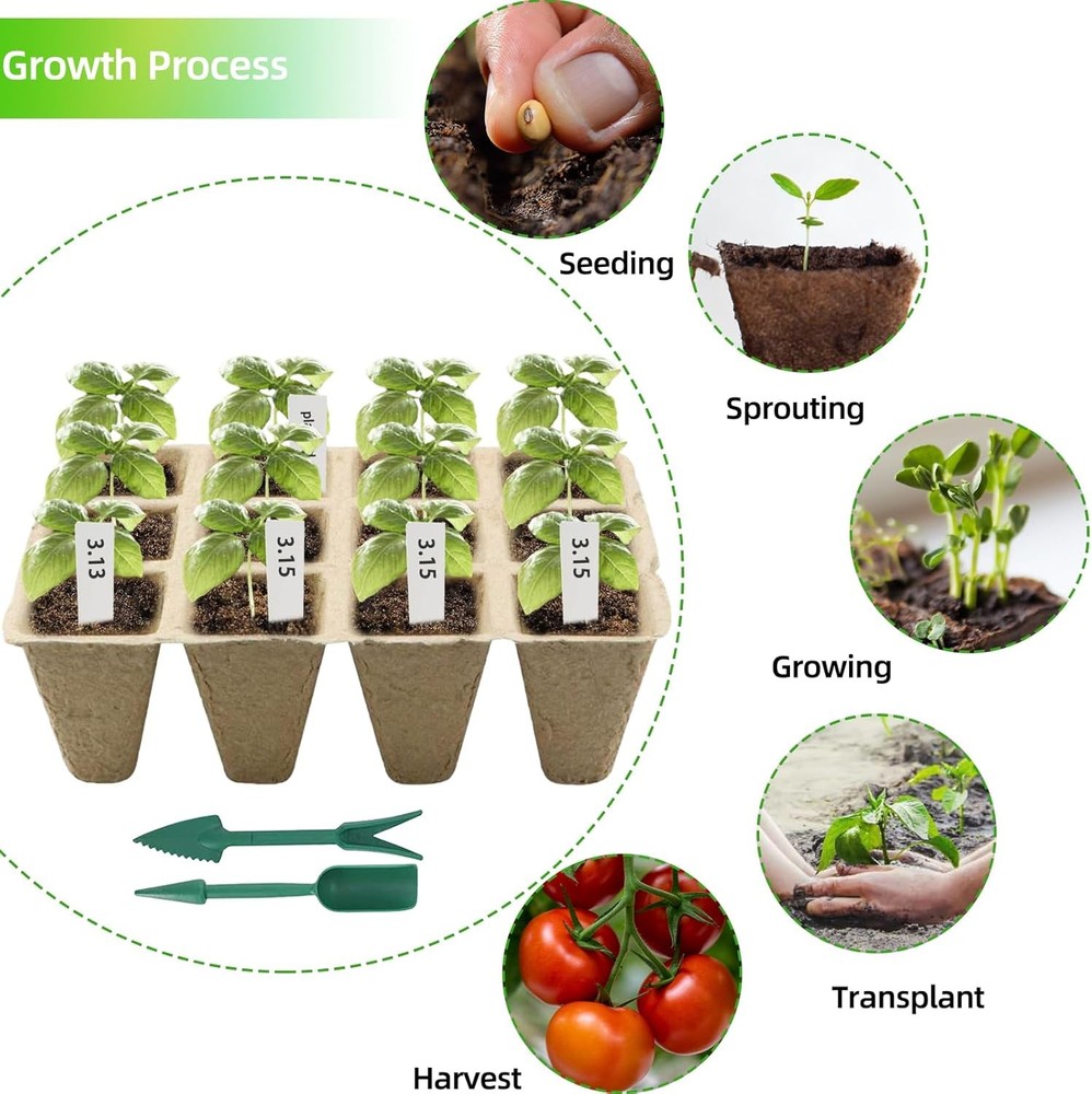 Seed Starter Tray,240 Cell Biodegradable Peat Pots Seed Starter Kit,Organic Germ