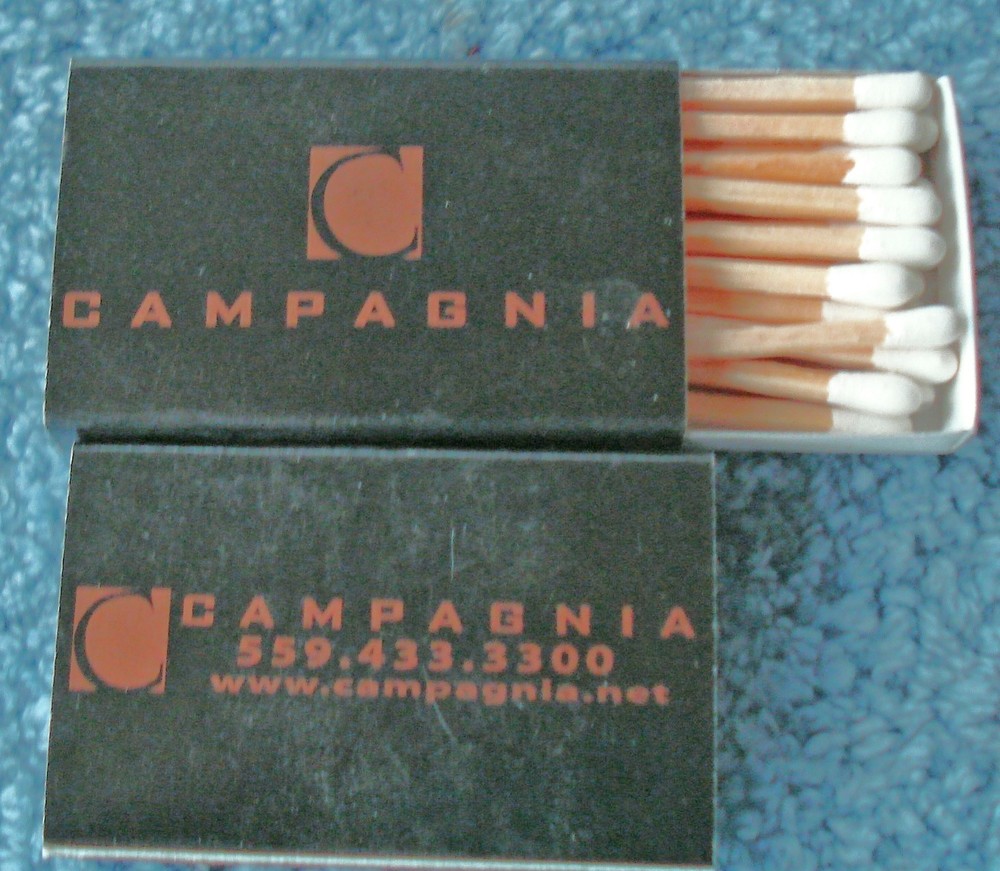 THREE VINTAGE MATCH BOXES CAMPAGNIA RESTAURANT- NEW CONDITION