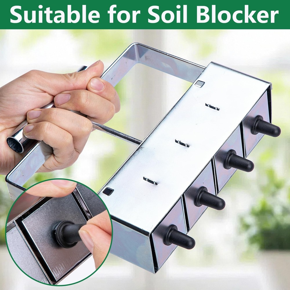 Adnee 24 Pcs Soil Block Maker Seed Pins, 3 Types Blocker Hole Black