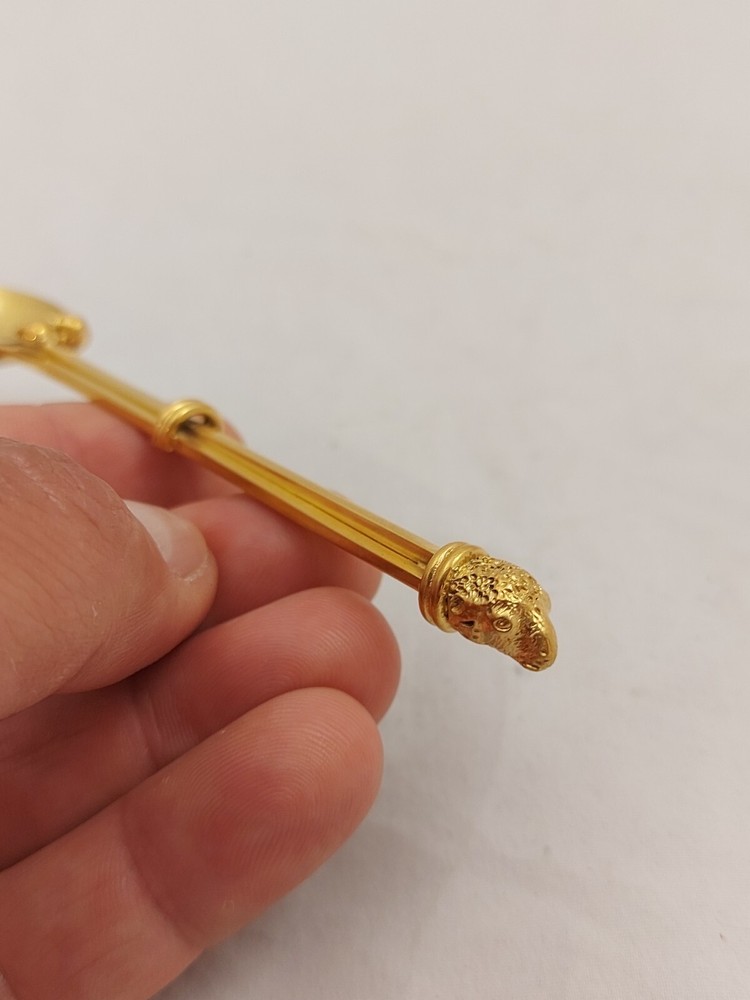 Antique Victorian Memento Mori Skull Solid Silver Gilt Spoon