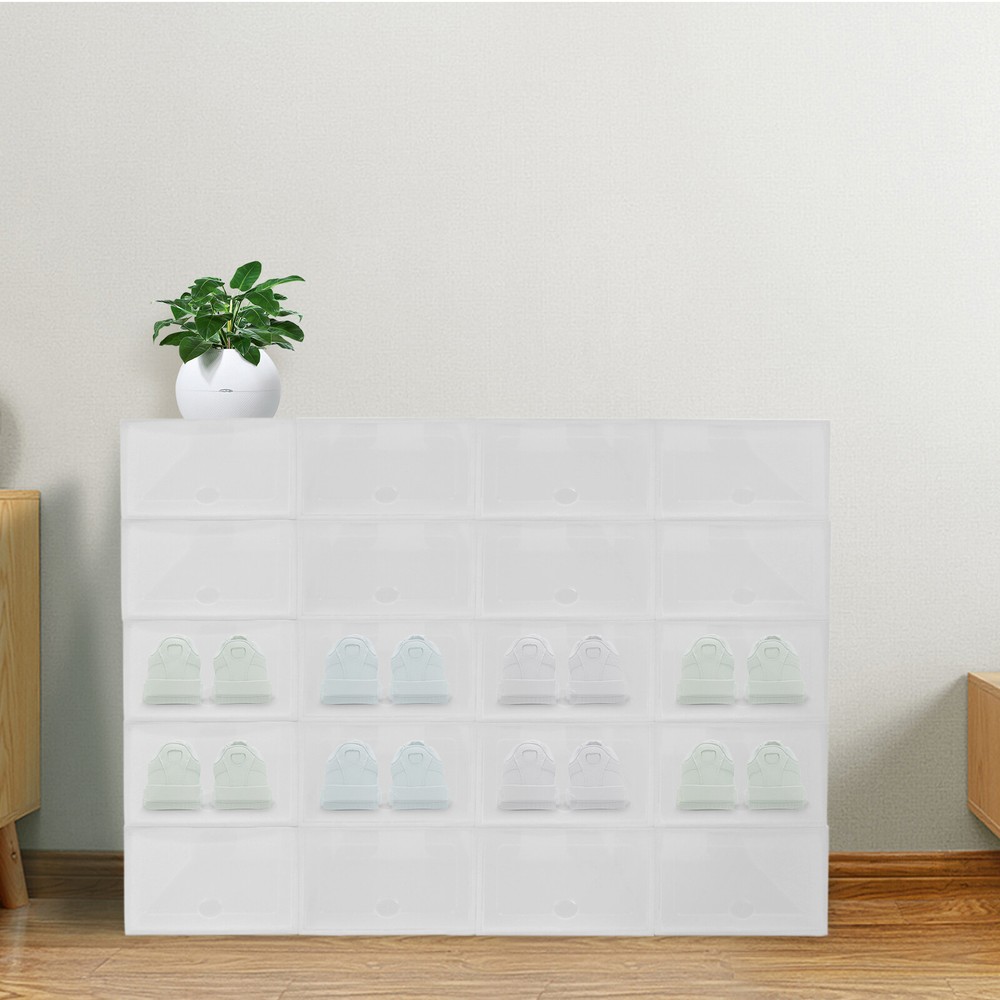 20pcs Sneaker Display Case Organizer Stackable Shoe Storage Box Set Stackable