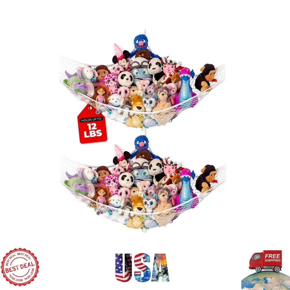 Durable Polyester Stuffed Animal Hammock: Space-Saving Corner Solution - 2 Pack