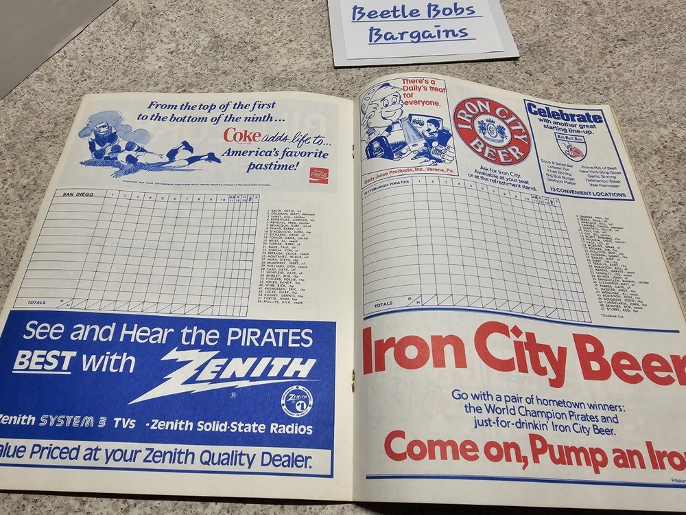 Pittsburgh Pirates MLB 1980 Official Scorebook
