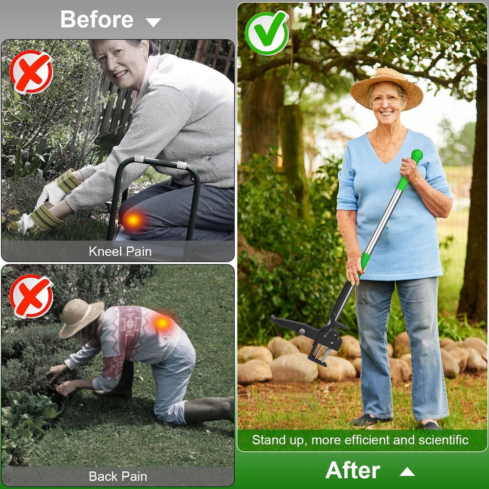Stand Up Aluminum Weed Puller - Easy Manual Weeder, No Bending