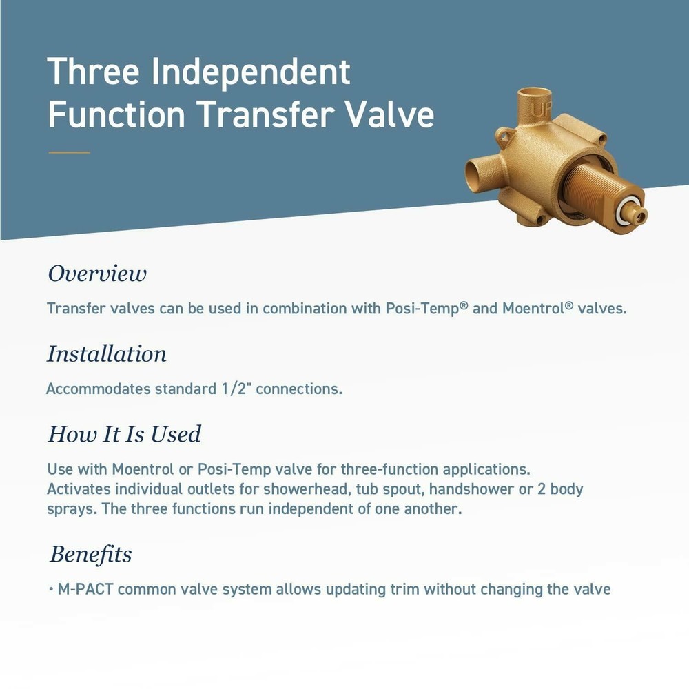 MOEN Align T4192BN Three-Function Transfer Valve Trim with Single Lever Handle
