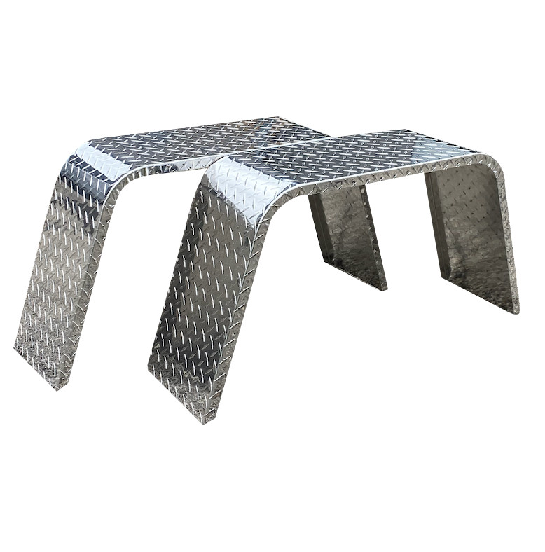 2-Pack Aluminum Diamond Plate Flat Top Trailer Fender Jeep Style 10" X 36" X 18"