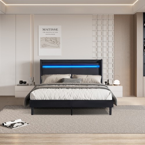 With remote control and bed changing LED light bedboard  Easy to assemble