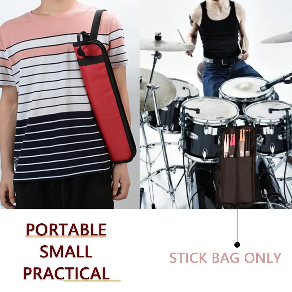 Universal Drum Stick Bag Red Case Holder Percussion Mallets Accessory