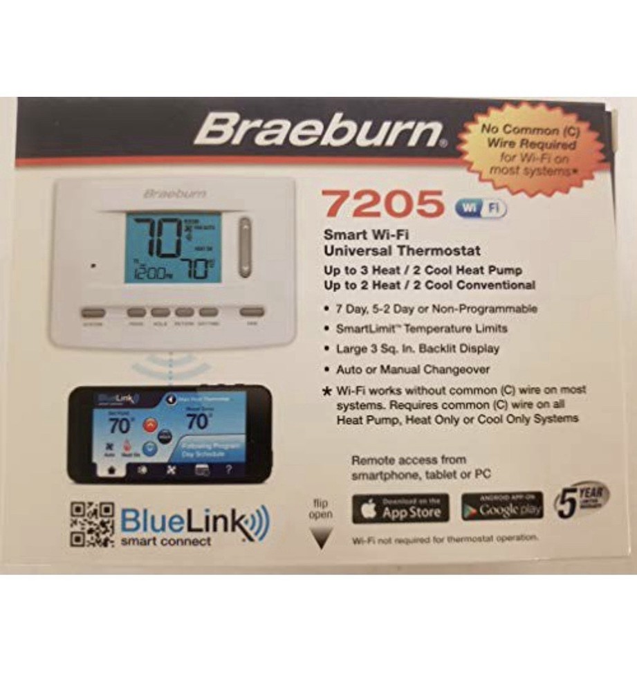 Braeburn 7205 Digital Programmable Wi-Fi Thermostat,