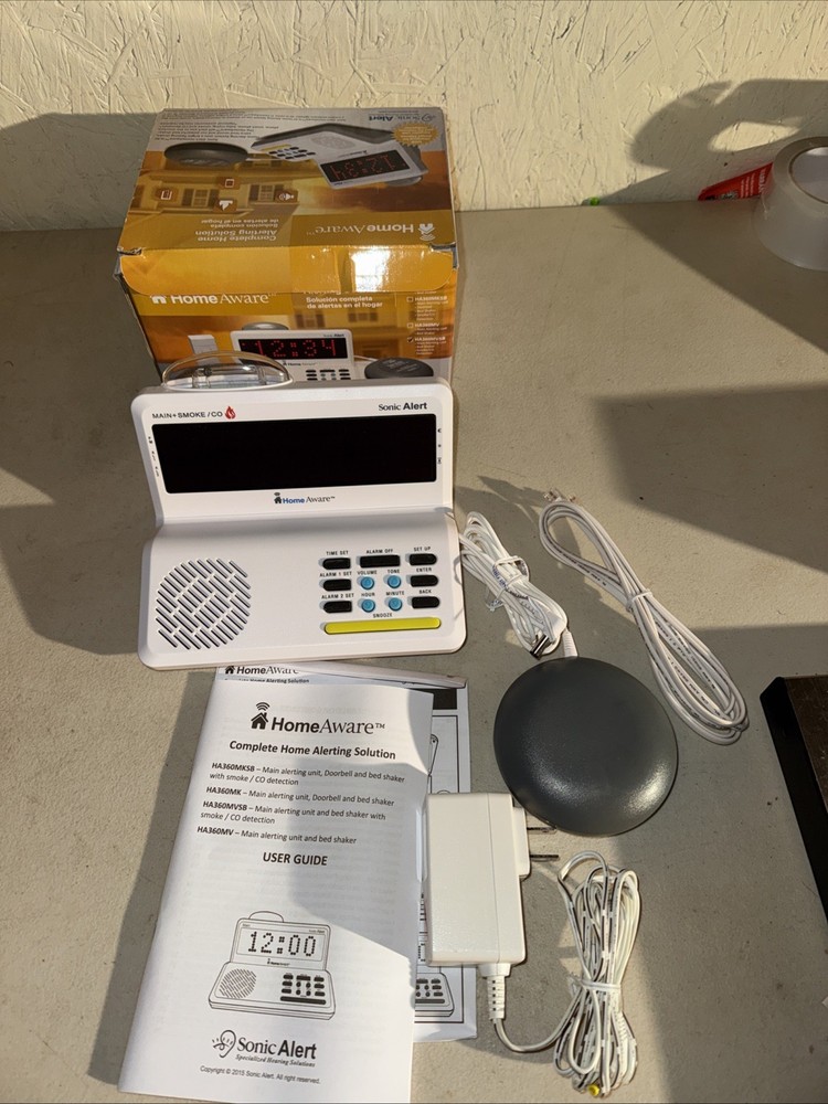 SonicAlert HomeAware Main Alert Unit Bed Shaker Smoke CO Detection Open Box