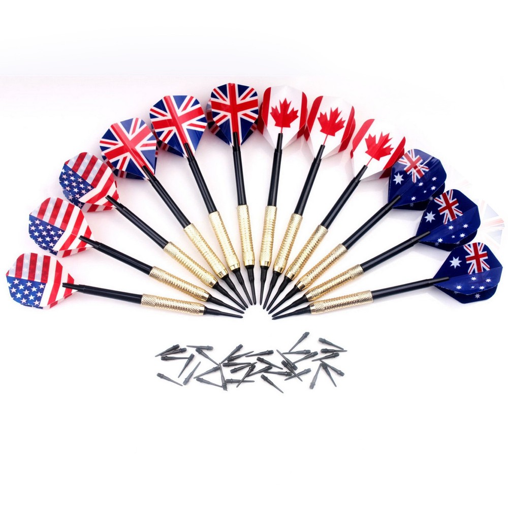 12Pcs Soft Tip Darts 14g For Electronic Dartboard With 36 Extra Tips In 4 Styles