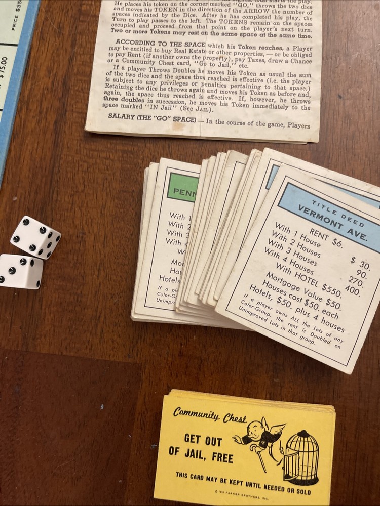 Monopoly Vintage 1961 Copyright 90% Complete