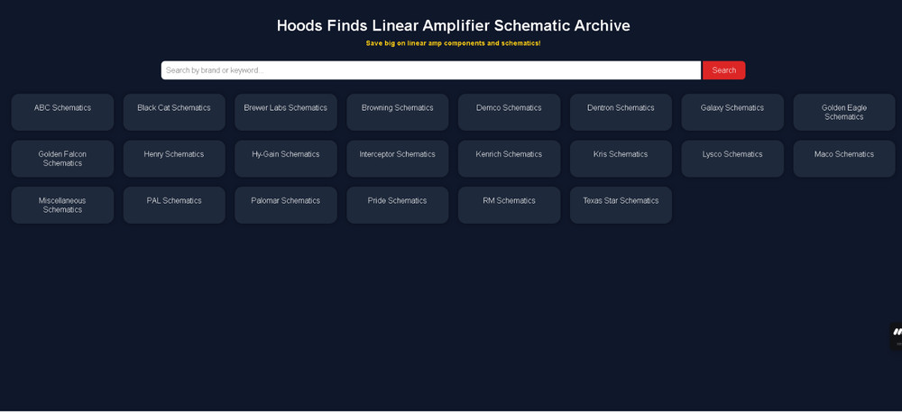 Ham Radio Linear Amplifier Schematics on CD-ROM with Menu