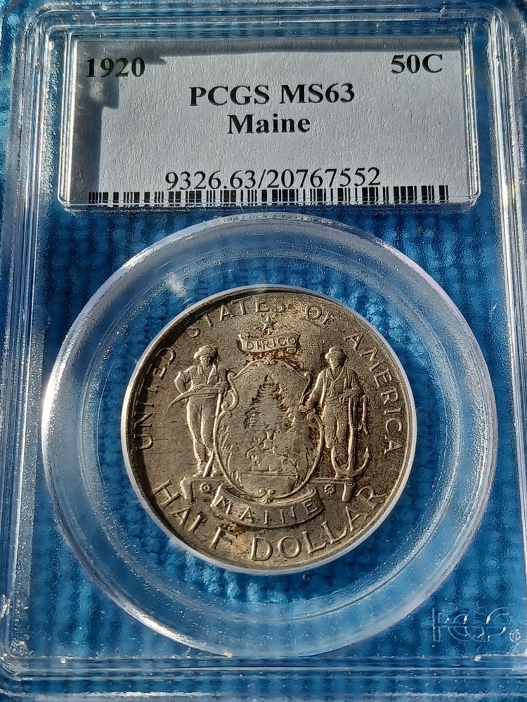 1920 Maine Commemorative Half Dollar PCGS MS63 Messy Workingmans Tone