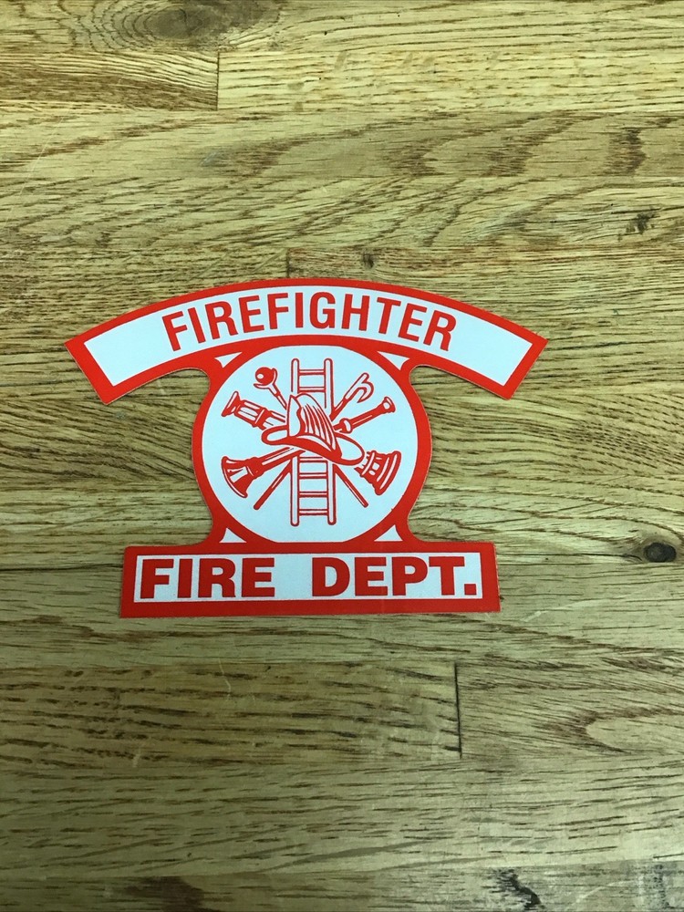 Firefighter Fire Dept. Silver / Red Helmet Shield Decal B-7