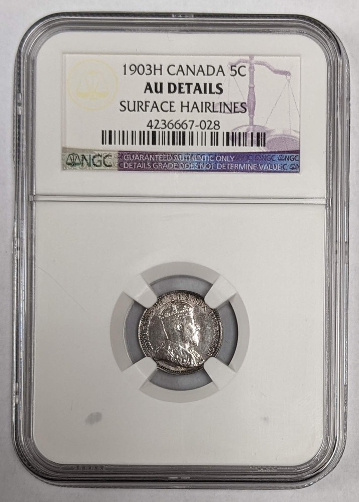 1903 H Canada 5c NGC AU Details
