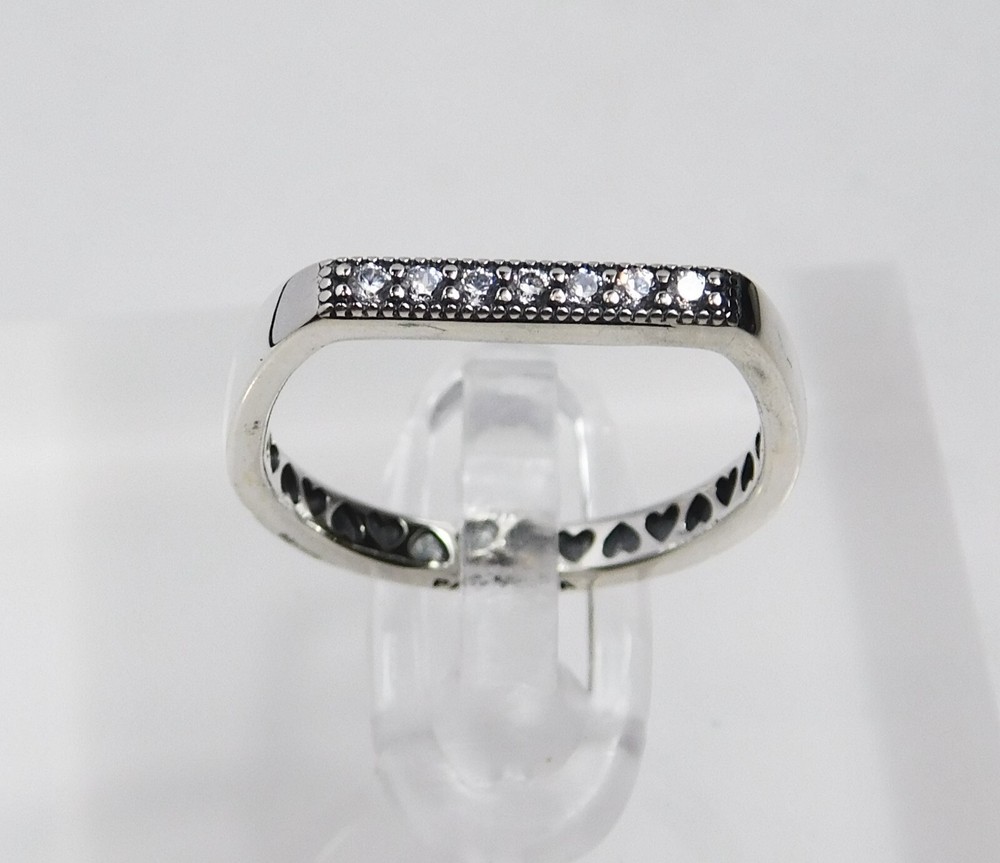 Authentic Pandora Ring, Bar Ring, Clear CZ, #199041C01