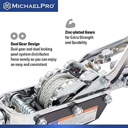 MP009089 4-Ton Power Hand Winch Puller | Double Gear Winch Puller for
