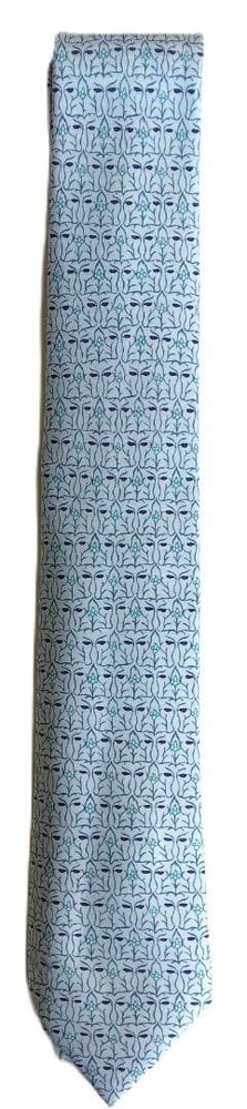 Hermes Tie Botanical Light Blue With Box