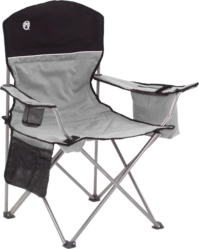 Portable Camping Chair with Cooler Grey