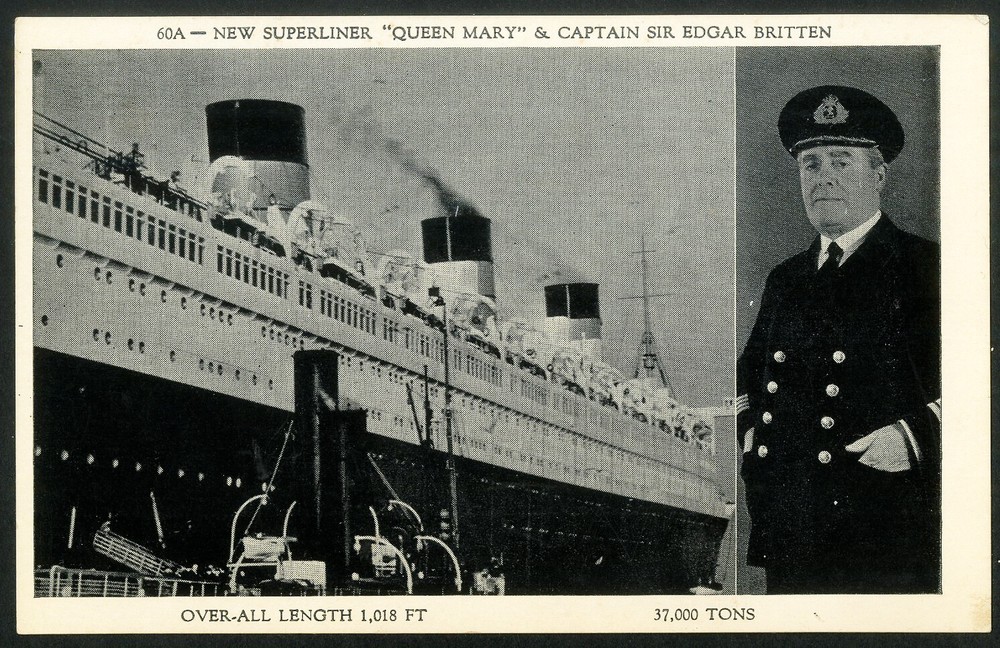 Ocean Liner Queen Mary With Captain Postcard
