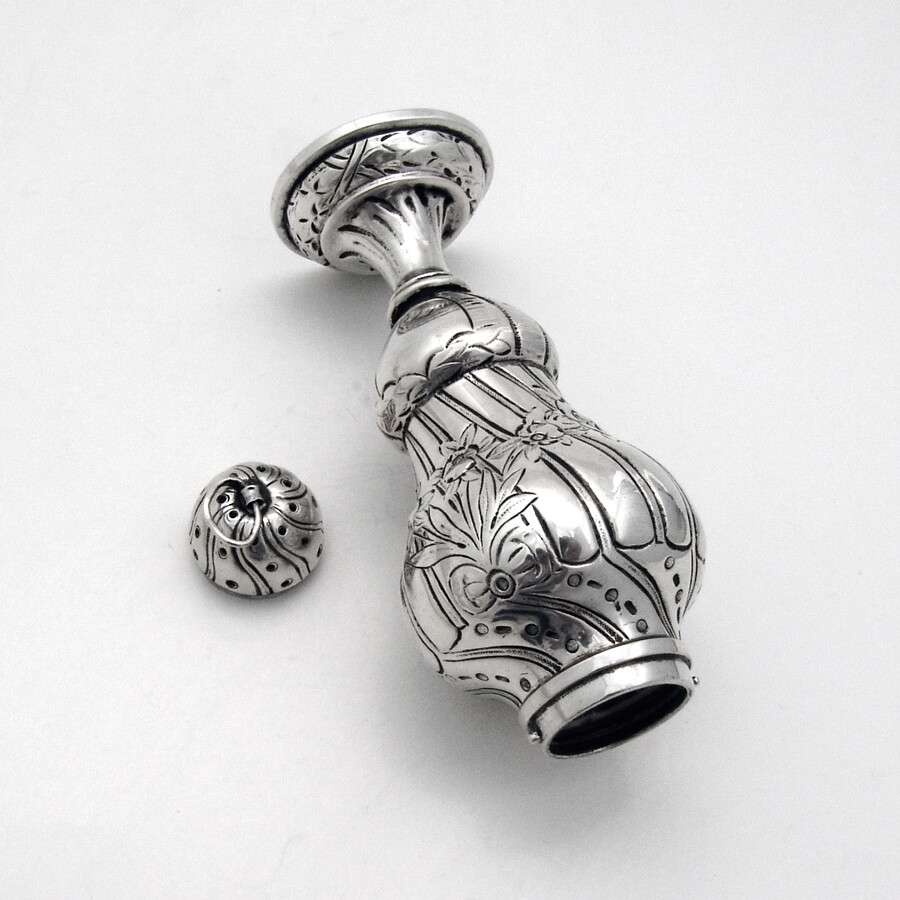 Antique Engraved Footed Salt Shaker German Sterling Silver