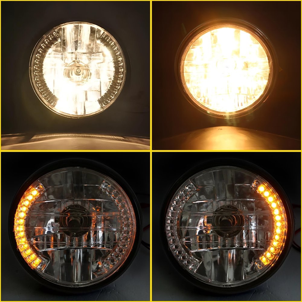 7 inch LED Motorcycle Headlight Round With Mounting Bracket Universal Black EOU