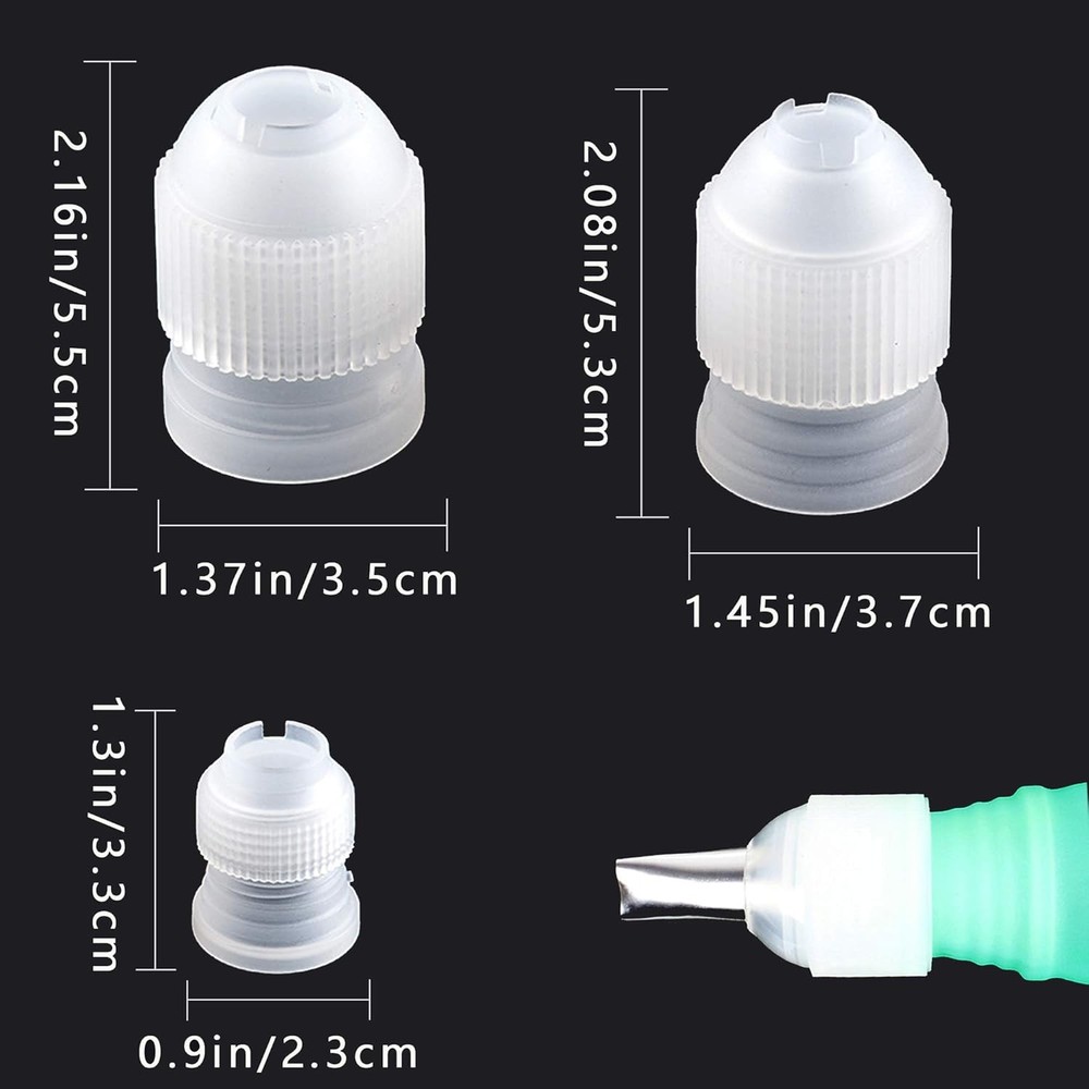 12 Pieces White Pastry Bag Coupler, Three different sizes Plastic Standard Coupl