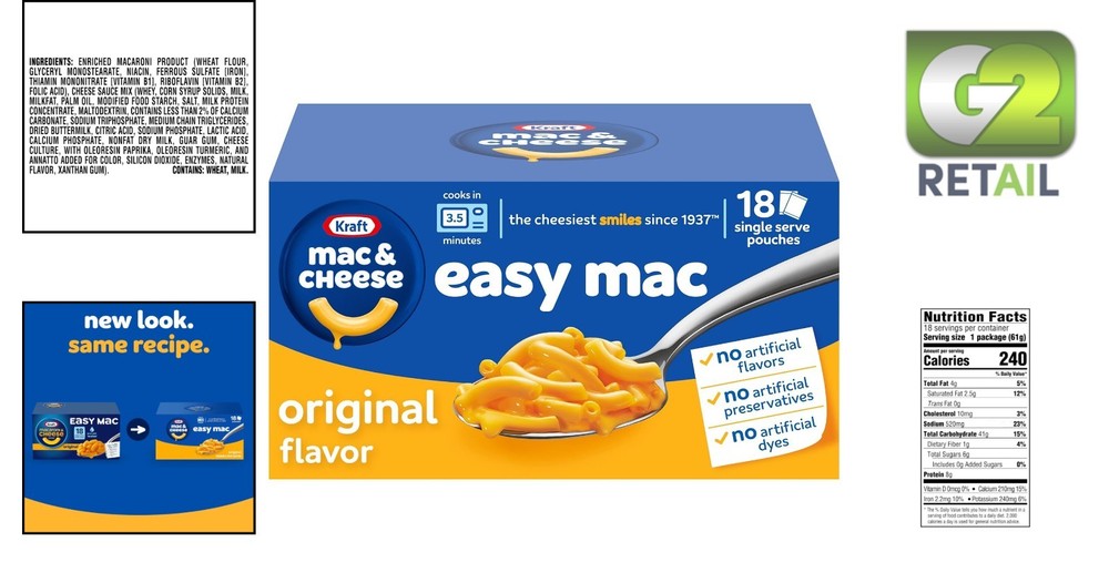 Kraft Easy Mac - 18 Count Microwave Mac & Cheese Dinner Packets for Quick Meals