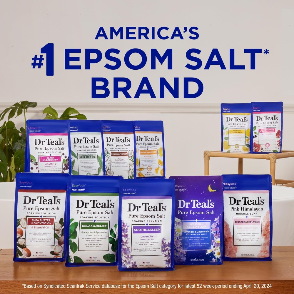 Dr Teal's Melatonin Essential Oils Bath Sampler Set Epsom Salt Foaming Bath