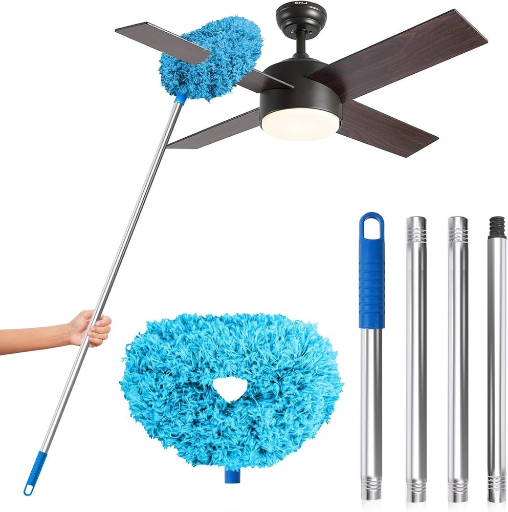 Ceiling Fan Duster with Extension Pole 48in Microfiber Blade Cleaner Long Handle