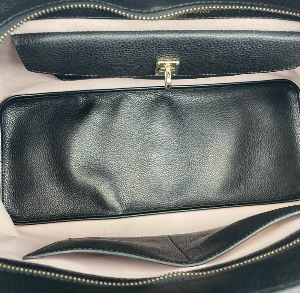 Dior Open Bar Black Leather Top Handle Bag